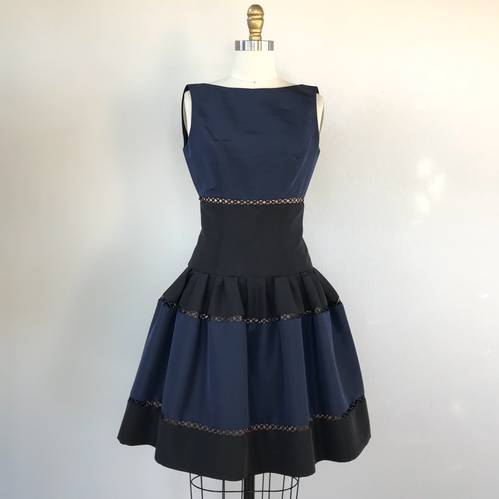 CAROLINA HERRERA colorblock Faille party dress - Picture 1 of 7